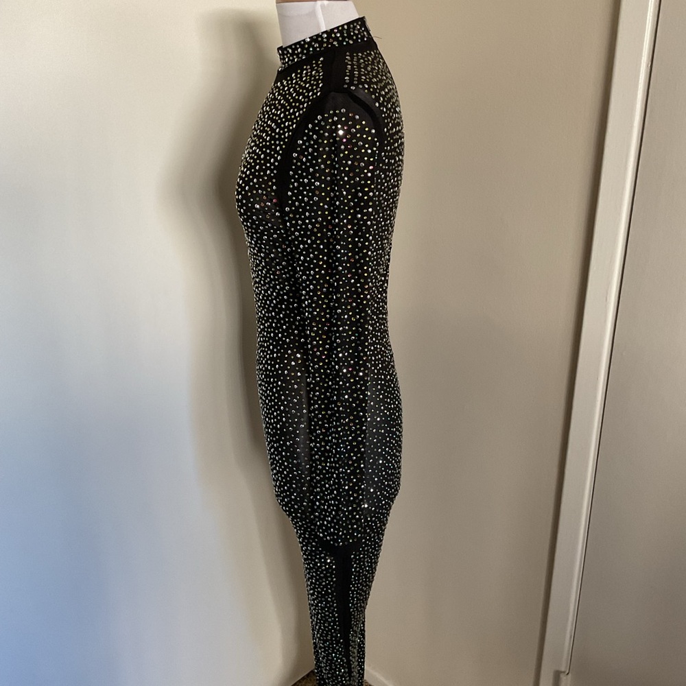 1. Sheer Rhinestone Elegant Black and White Jumpsuit Size Unknown. - Picture 8 of 11
